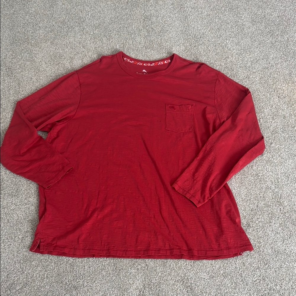Tommy Bahama Burnt Red Long Sleeve Pocket Tee